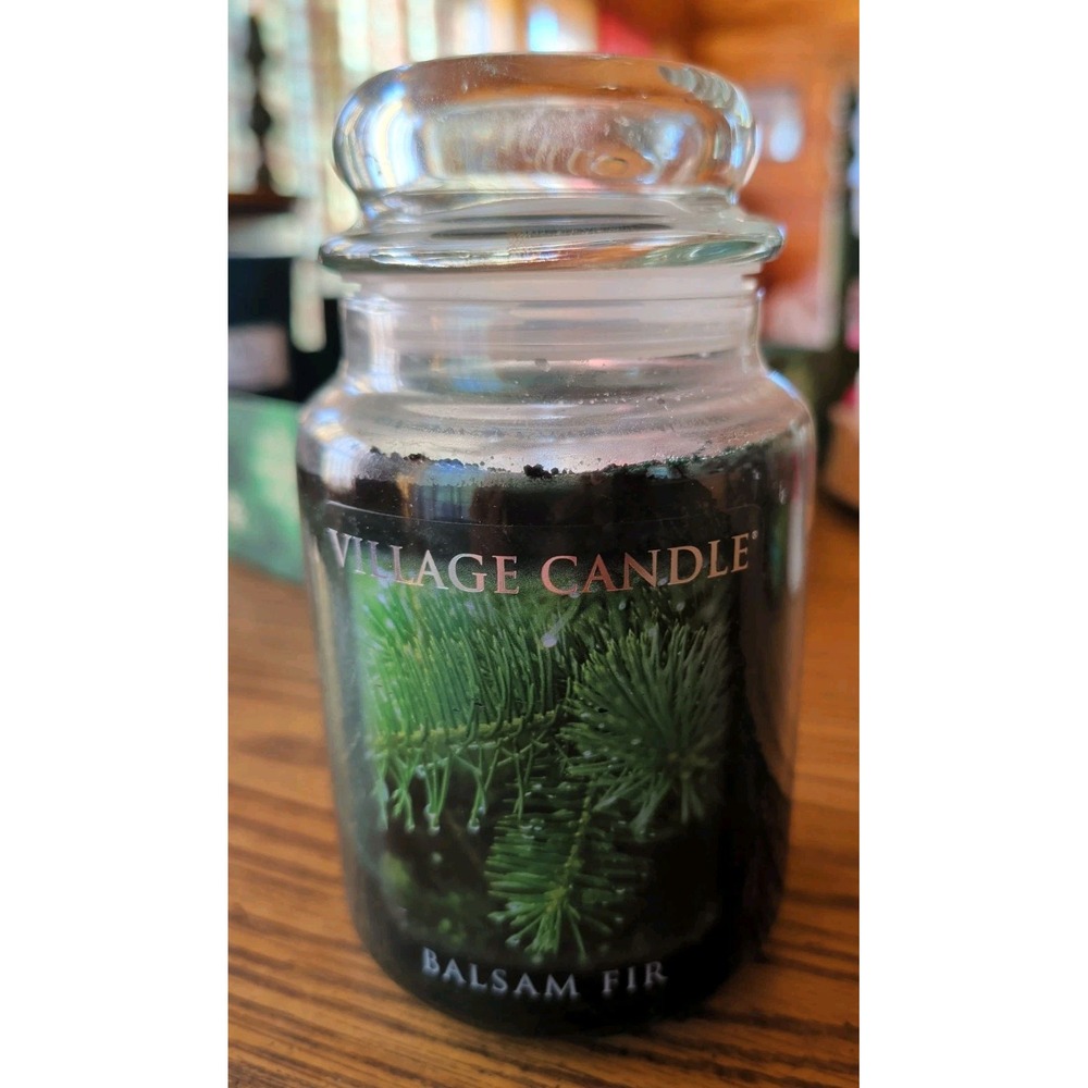 Village Candle 26 Oz Balsam Fir Festive Holiday Scented Glass Jar Candle NEW